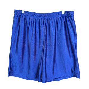 Mens Franklin Blue Satin Shorts Athletic Drawstring Polyester 8.5" Inseam XL
